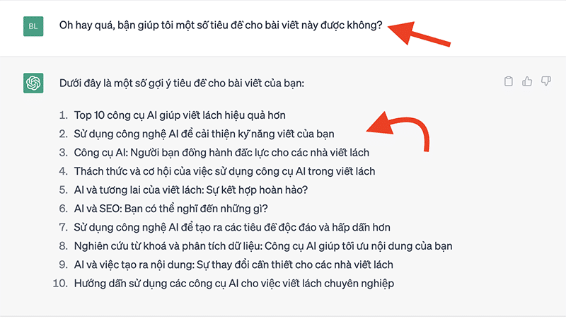 Dùng ai chatgpt để viết tiêu đề