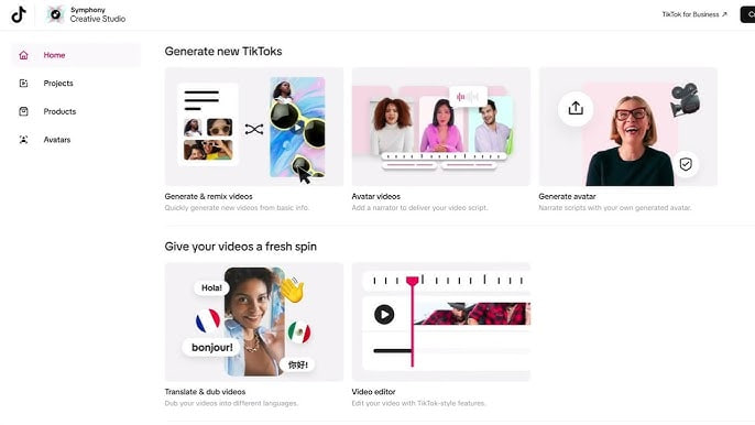 Xu hướng của video AI thống trị các mạng xã hội vào năm 2025- Ảnh 3. Symphony Creative Studio của Tiktok